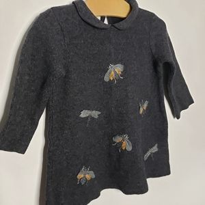 Zara Black Dress with Insect Embroidery